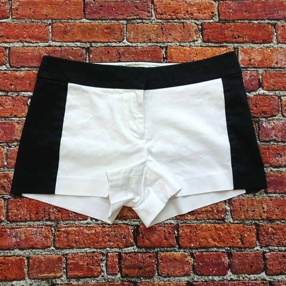 J. Crew Factory Women's Tuxedo Shorts Black White Stretch Casual Preppy Modern 0